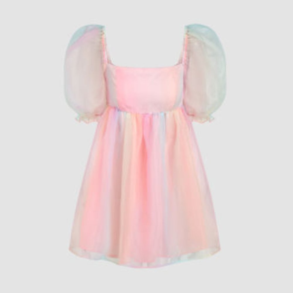 Cider Mesh Puff Sleeve Square Neck Mini Dress. Size: XL. NWT